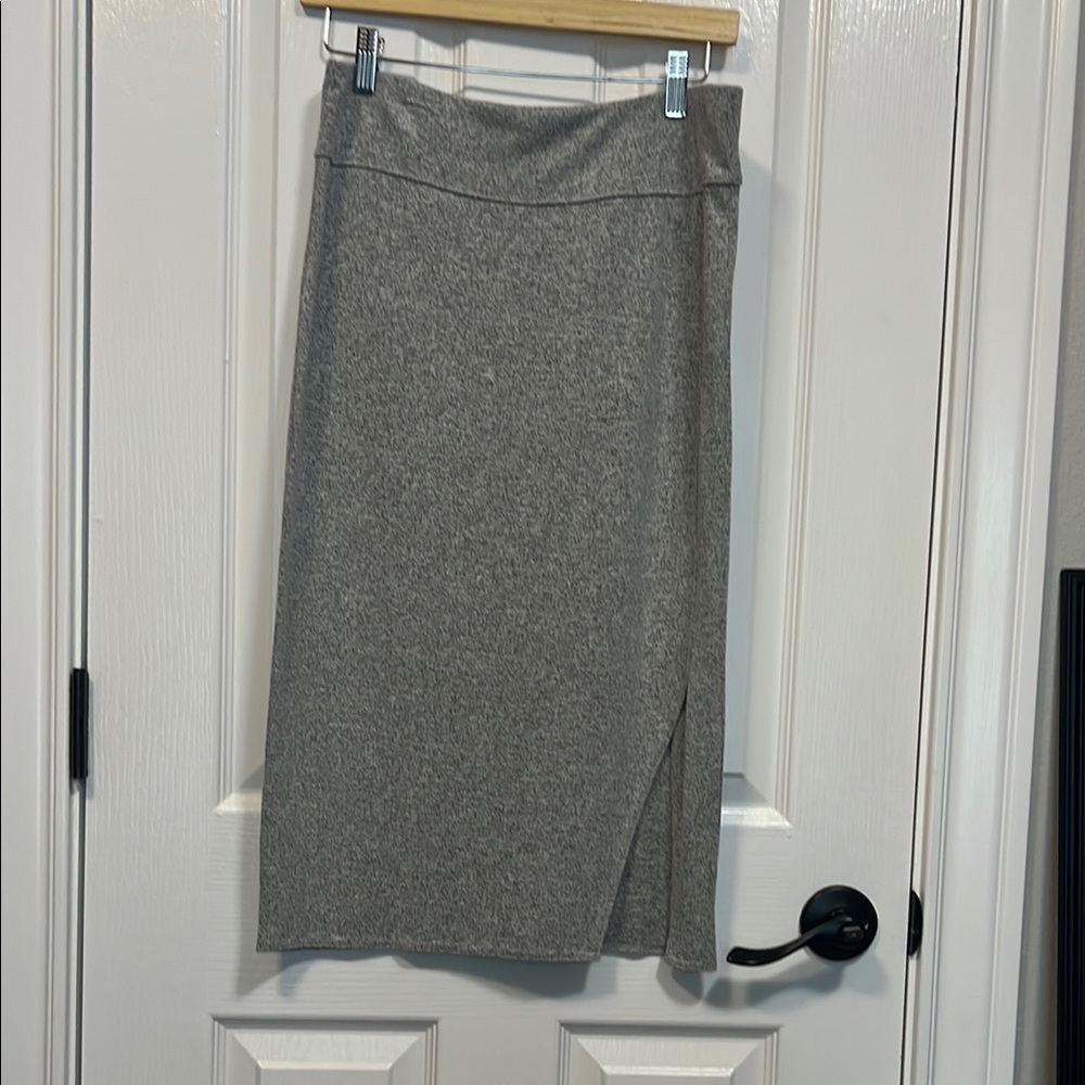 LOFT Gray Pencil Midi Skirt with Side Slit